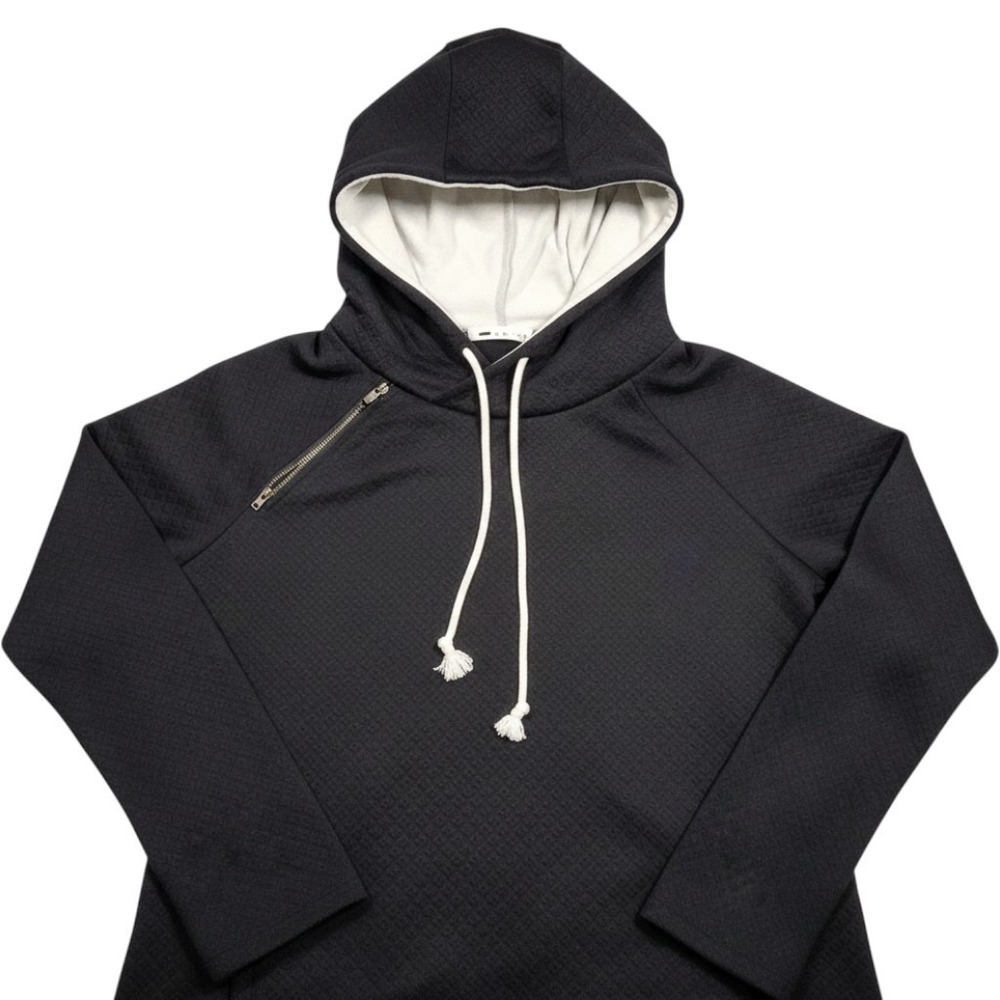 Vanilla Bay Hoodie Women XL Double Hood Black Side Zip Quilted Athleisure NWT